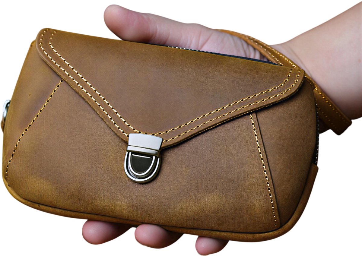 Compacte Heren Heuptas met Telefoonvak – Crossbody & Schoudertas – Veilig, Praktisch en Ideaal voor Reizen, Wandelen en Dagelijks Gebruik-Retro bruin