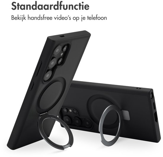 Accezz Coque adaptée pour Samsung Galaxy S24 Ultra - Accezz Ring Stand Back Cover adaptée pour MagSafe - Zwart