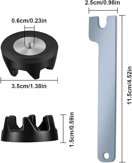 Vervangende Blender - 4 Stuks Koppeling - Met Moersleutel - Geschikt Voor Kitchenaid Blender Ksb5 Ksb3 - Blenderkoppelingen - Blenderaccessoires - Koppeling Met Verwijdergereedschap - Geschikt Voor Wp9704230vp Wp9704230 Ps1174692 - Zwart — afbeelding 5