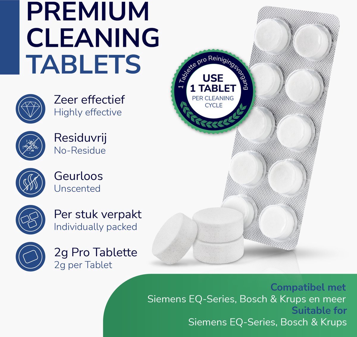 Reinigings tabletten Koffiemachine 20 Stuks – Fosfaatvrij – Universeel voor Jura, Siemens, Philips, De’Longhi — afbeelding 5