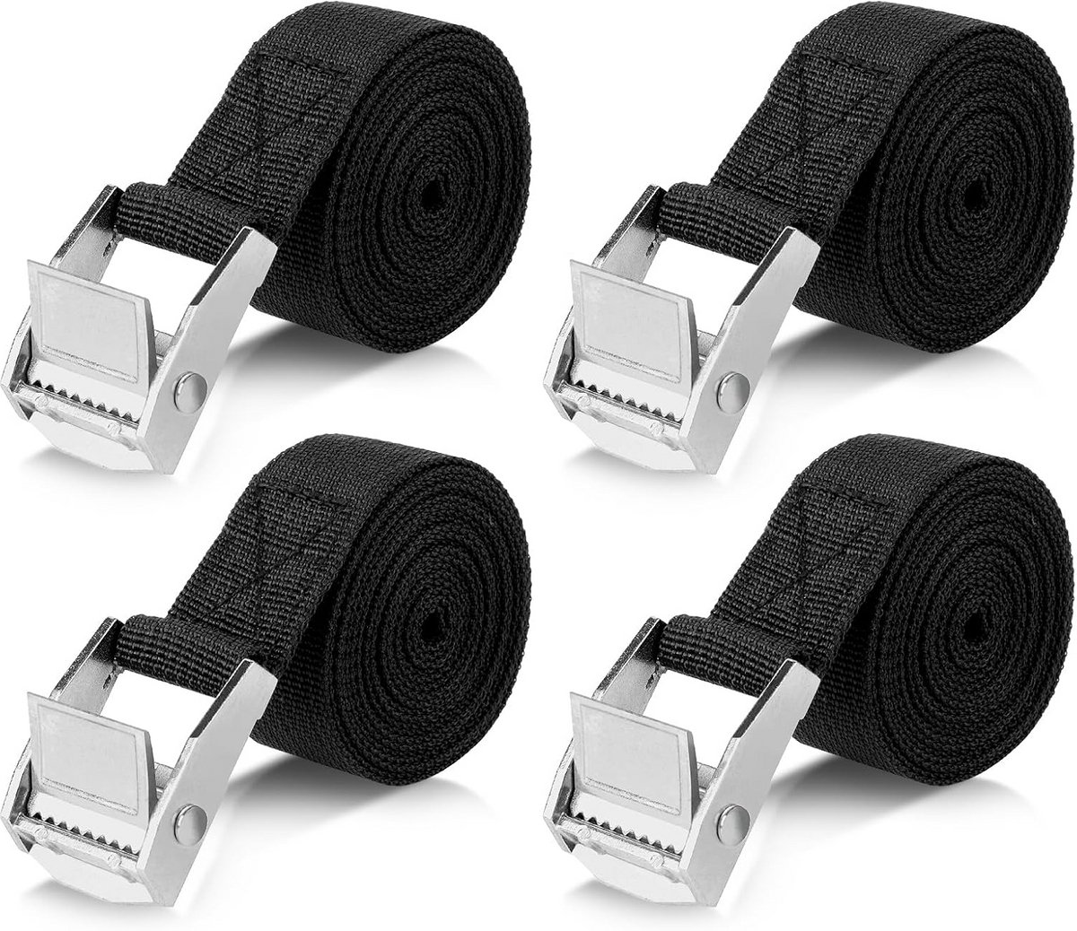 Set van 4 Spanbanden met Ratel 2 Meter - 25mm Breed - Veilige Bevestiging tot 250kg voor Motor, Fiets en Lading