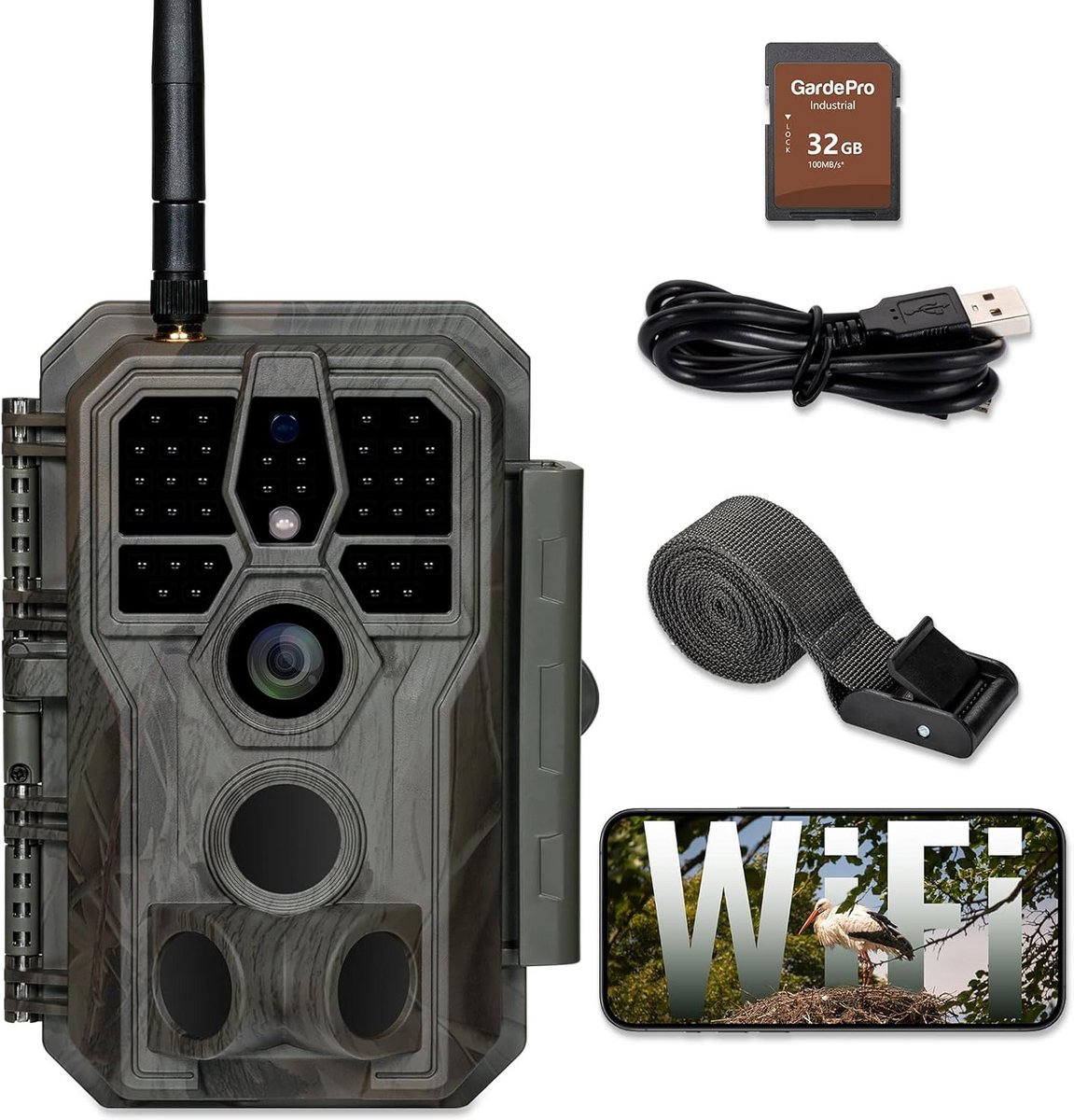 Wildcamera Wifi met Nachtzicht en Bluetooth - Waterdichte Outdoor Camera