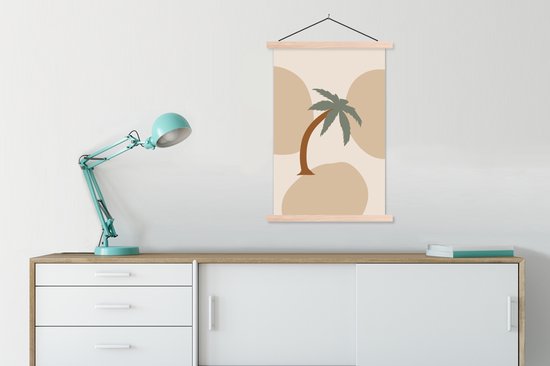 Porte-affiche avec affiche - Affiche scolaire - Palmier - Pastel - Été - 60x90 cm - Lattes vierges