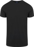 Een effen zwart Suitable T-shirt met korte mouwen en een ronde hals.