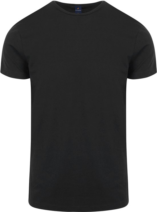 Een effen zwart Suitable T-shirt met korte mouwen en een ronde hals.