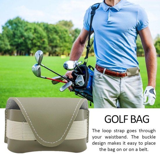 Golftas - Tas Golfballen - Golf - Golfbal heuptas - Opbergtas golfballen van PU-leer - Etui golfballen - Mini heuptas golfballen - Sportaccessoires - groen van Merkloos — afbeelding 3