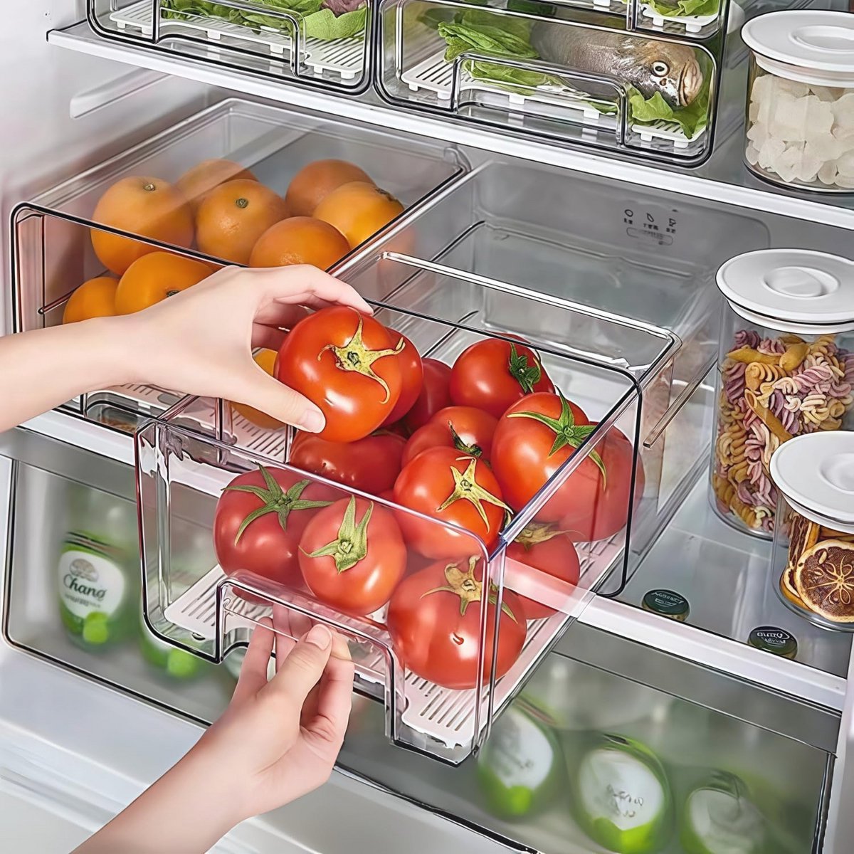 Transparante Koelkastorganizer - Stapelbare Uittrekbare Containers voor Efficiënte Koelkastopberging