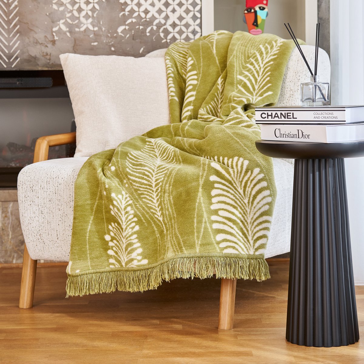 Boraboi® Katoenen Deken- 150x200 cm ,(Groen ,wit) 500 GSM – Ademend & Zacht – Dubbelzijdig – Vier Seizoenen