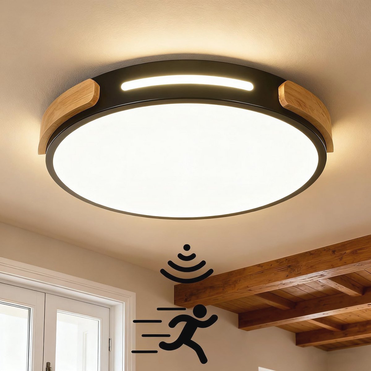 Ronde LED Plafondlamp met Bewegingssensor voor Binnen en Buiten - 4000K Plafondverlichting voor Hal, Gang, Trap, Badkamer, Veranda, Keuken, Kantoor en Garage