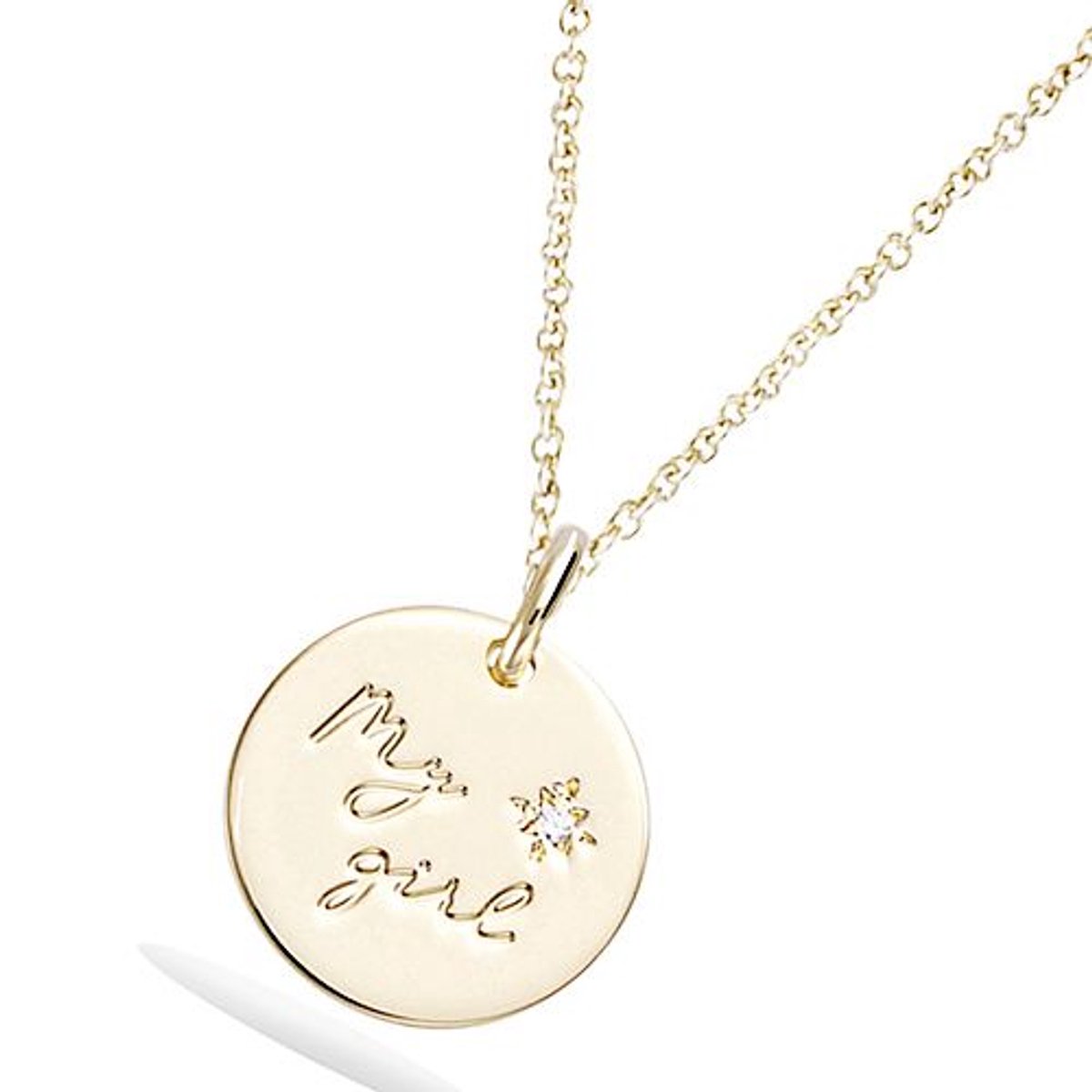 CHIVAL My Girl Ketting – 18K Verguld Goud – Ronde Hanger met “My Girl” Gravure & Zirkonia – Tijdloos & Elegant – Hypoallergene Dames Ketting - Cadeau voor Haar - Sieraad
