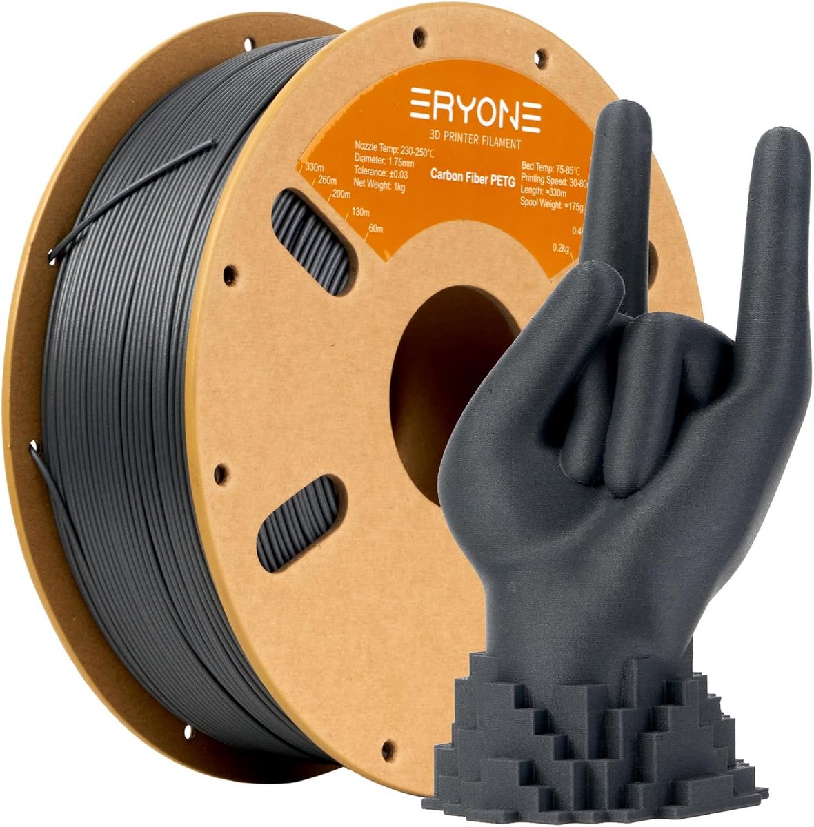 Carbon Fiber PETG Filament 1.75mm voor 3D Printer - 1kg Donkergrijs