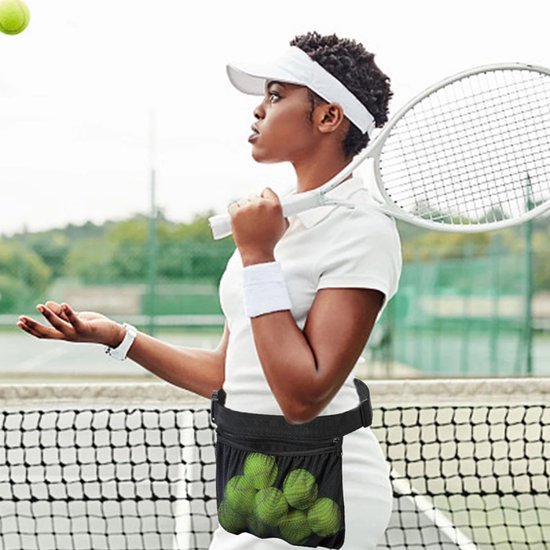Verstelbare Taille Tas voor Tennis-, Pickleball- en Golfballen - Zwart — afbeelding 5