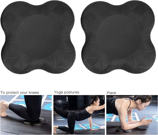 2 Stuks Yoga Kniebeschermer Mat - Yogamatten - yogamat - Yoga Knie Kussens - Sport Balans Kussen - Antislip Yogamatten - Knee Pads - Kniestukken - Kniemat - Sportmat - Fitness - 20×20×2cm - zwart — afbeelding 3