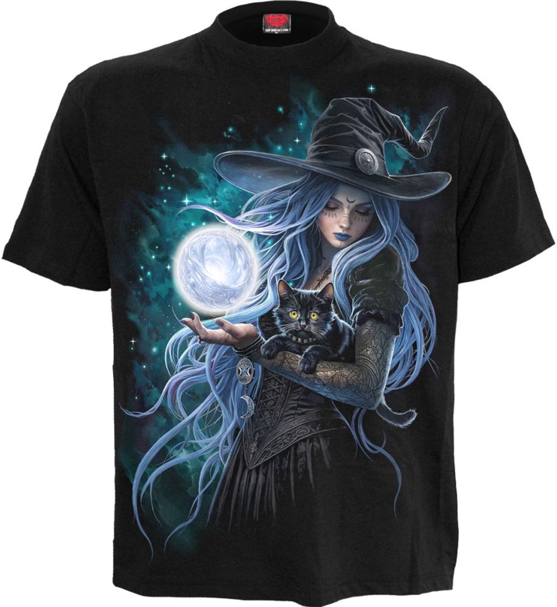 Spiral Mystic Moon T-Shirt Front Unisex T-shirt - zwart - M