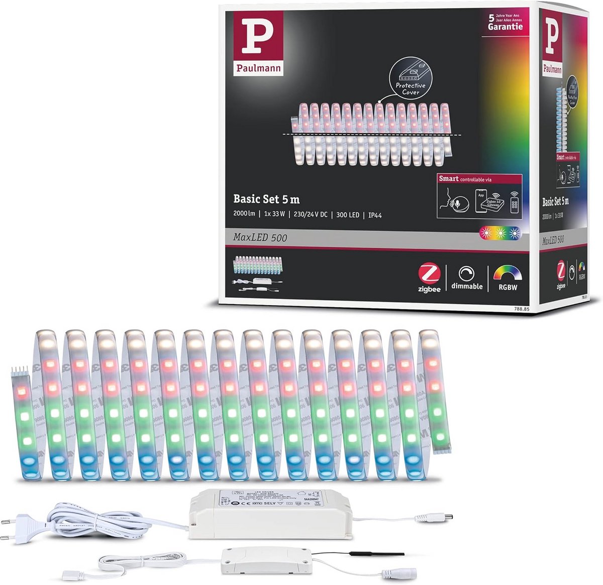 LED Strip 500 basisset Smart Home Zigbee IP44 5m Dimbaar RGBW Lichtstrip 3000 K