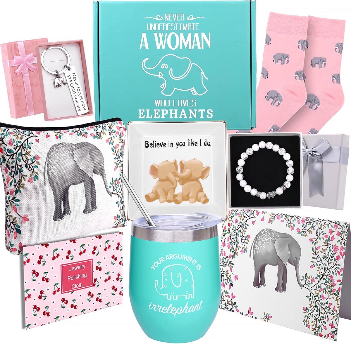 Leuke Olifant Cadeauset voor Vrouwen - Ideaal als Verjaardag, Valentijnsdag of Moederdag Geschenk