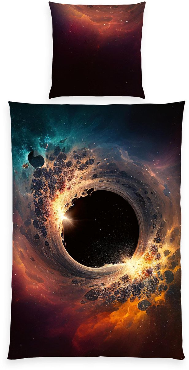 Unyqoos® Breathable bedding set with reversible black hole motif and zipper