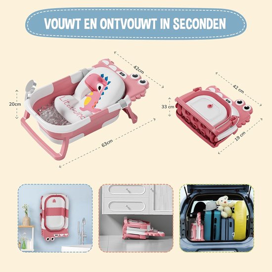 Baby Badje met Standaard - Inklapbaar Baby Bad - Zitbad Kinderen van Merkloos — afbeelding 2