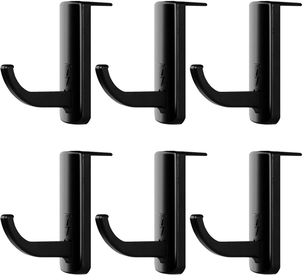 6x Koptelefoon Houder Muurbevestiging - Zwarte Headset Opleghouder met Plakstrip