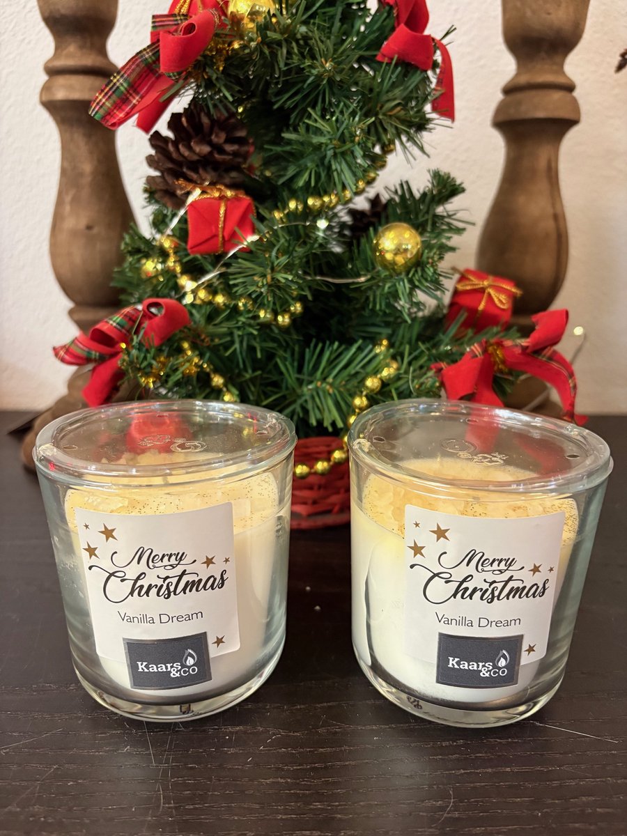 set 2 geurkaarsen kerst midi vanille dream