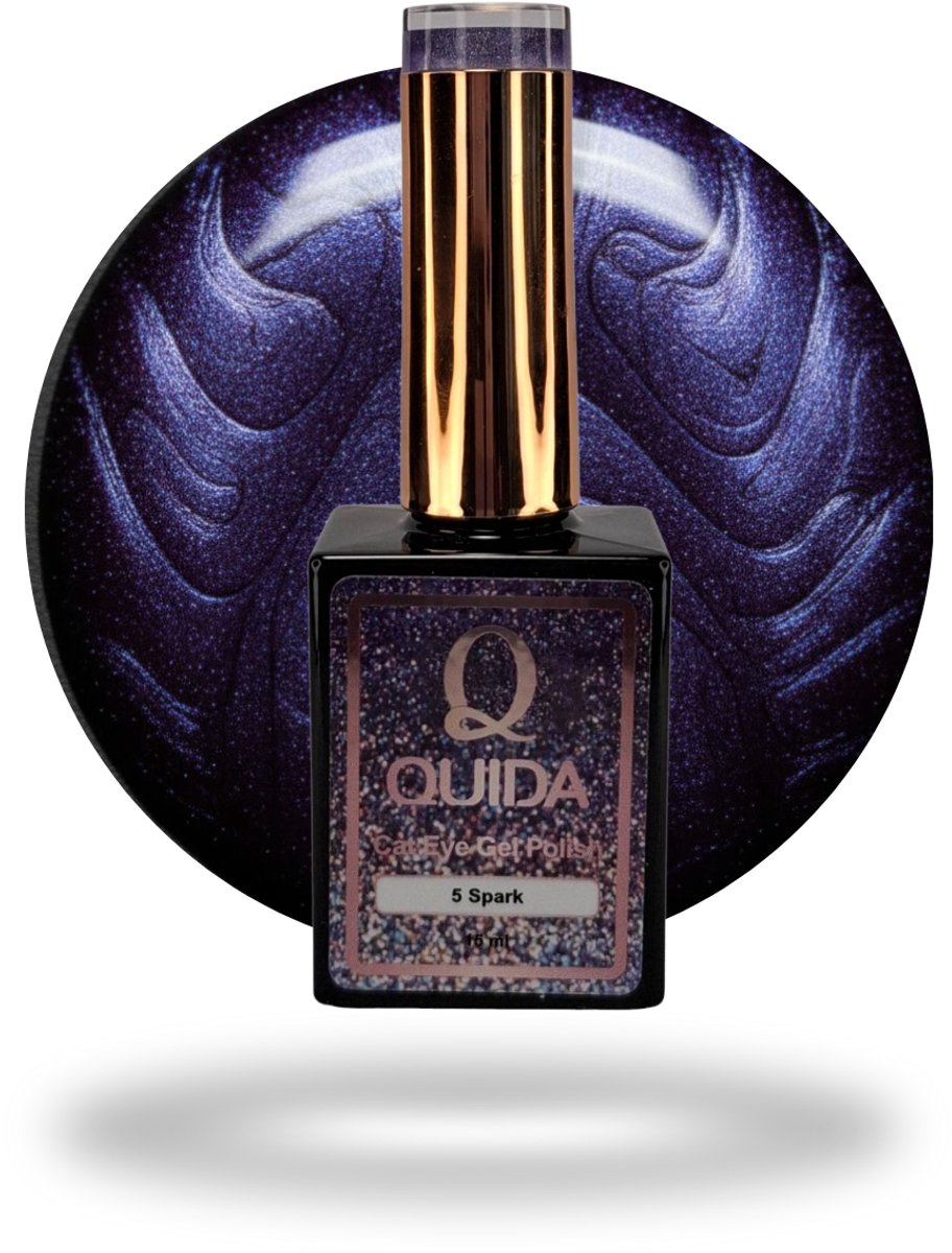 Quida Cat Eye Gelpolish Spark #5 blauw-goud glitter 15ml