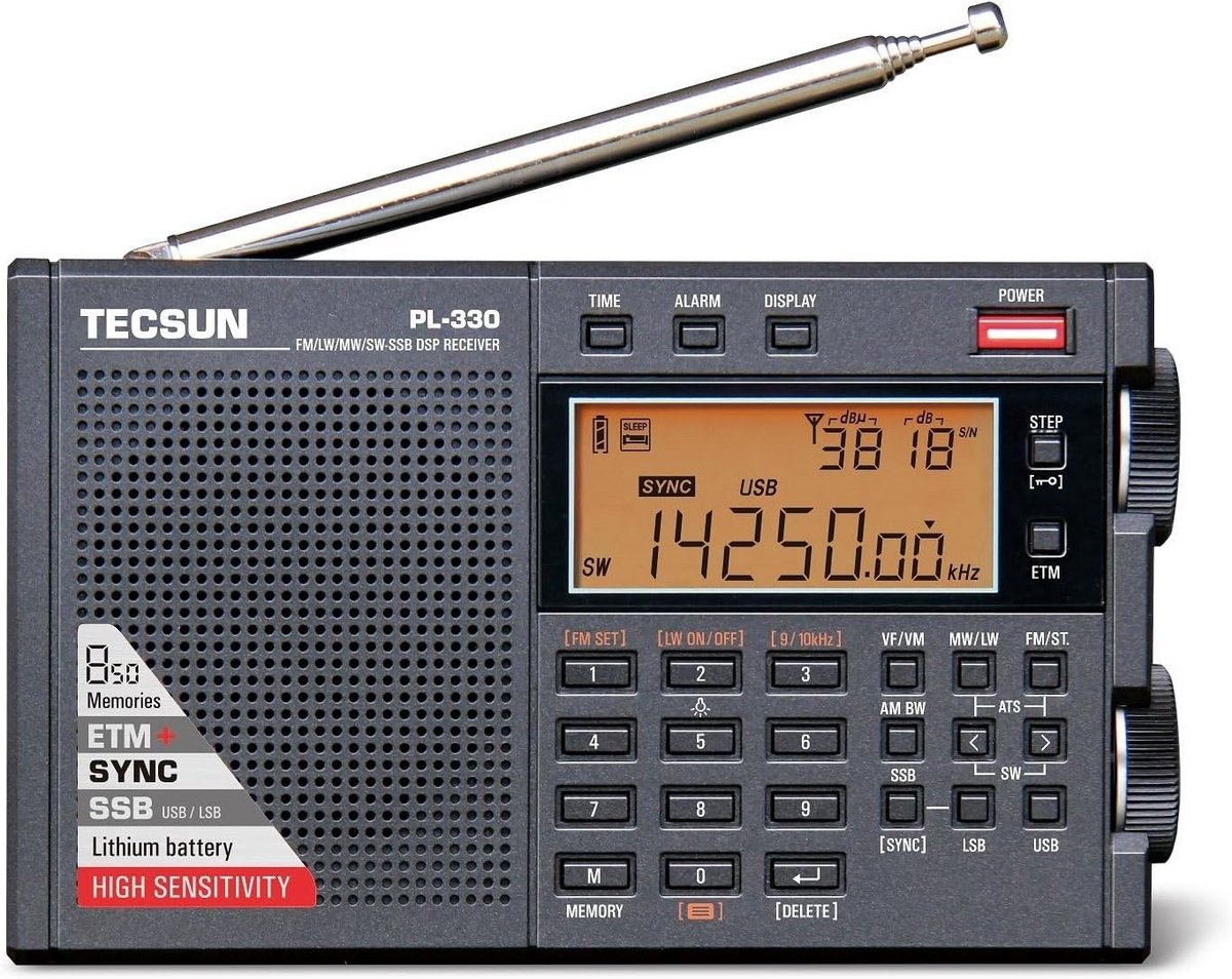 Draagbare Wereldontvanger met LW, MW, SW, AM/FM, SSB en ETM+