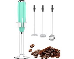 3 In 1 Elektrische Koffie Melk Opschuimer - Elektrische Melkopschuimer - Koffieschuimer - eiermixer - Handmatige Melkschuimer - Melkopklopper - groen - RVS
