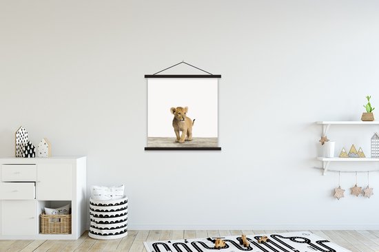 Affiche scolaire - Chambre de bébé - Lion - 60x60 cm - Lattes noires