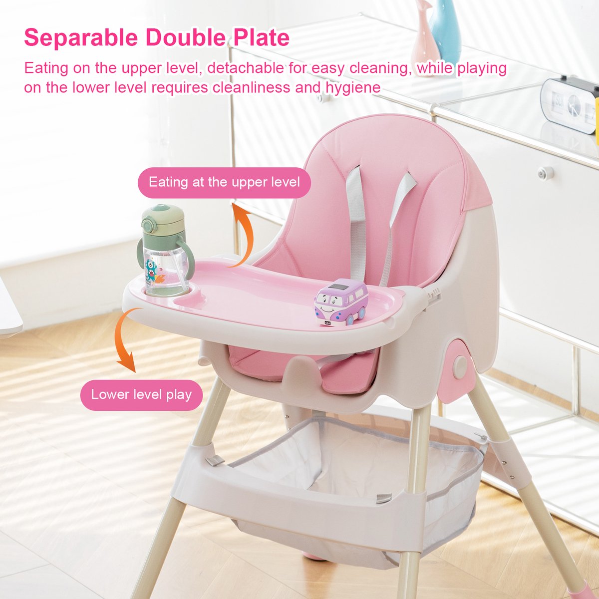 Baby Eetstoel - Kinderstoel - Roze thumbnail 6