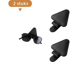 2-delige set - Autobrilclip - Zonnebrilhouder - Kaart- en tickethouder - Auto-interieuraccessoires - Zwart