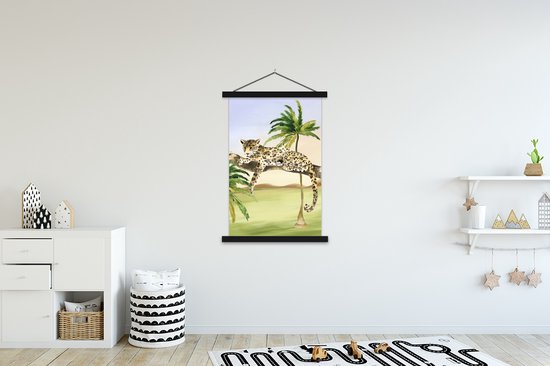 Porte-affiche avec affiche - Affiche scolaire - Panthère - Safari - Aquarelle - 120x180 cm - Lattes noires