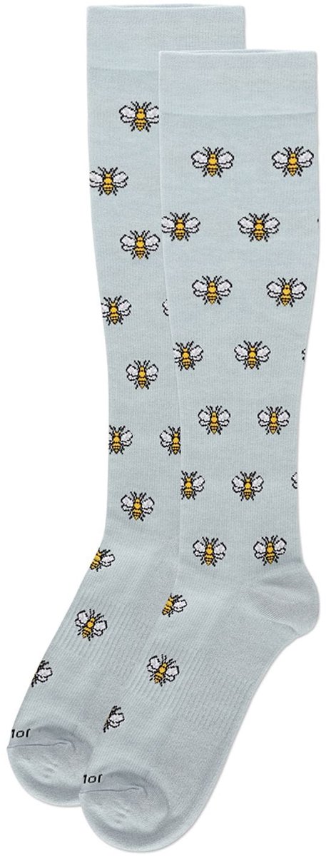 MeMoi Luxe Bamboe Compressiesokken Dames met Bijen Patroon Comfortabele Kniekousen 1 Paar