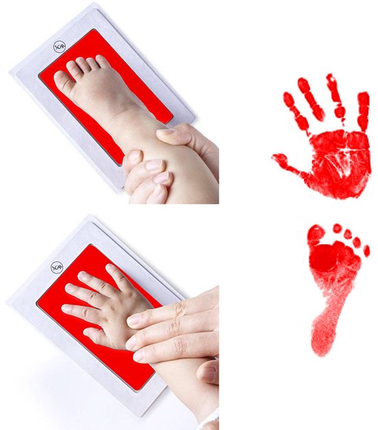 JGR - Baby handafdruk - Baby voetafdruk - Rood -Set - Baby Art - Kraamcadeau - Babyshower Cadeau - Inktafdruk - Pootafdruk Hond & Kat - Inclusief beschrijving Nederlands/Engels van Merkloos — afbeelding 4
