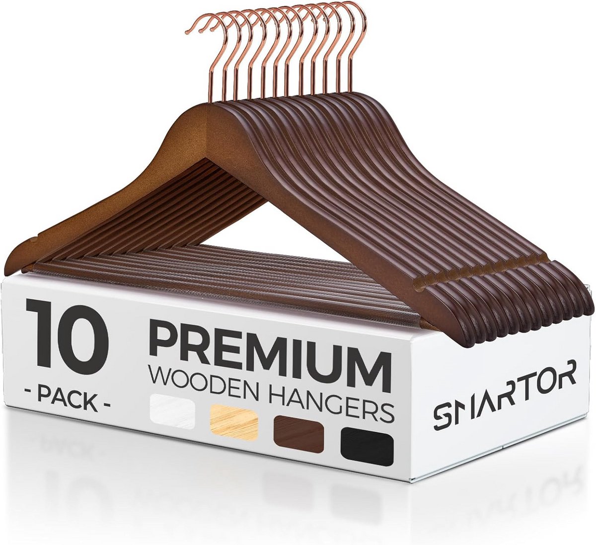 Houten Kledinghangers Set (10 Stuks) - Stevig & Anti-Slip - Kledingkast Organizer