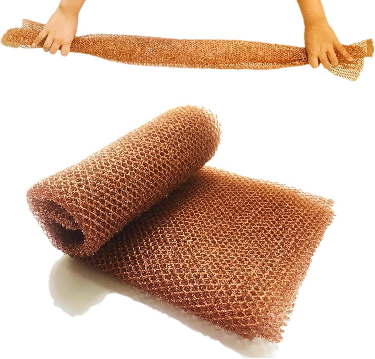 Exfoliërende lange badspons en rugscrubber voor het lichaam - Pak van 1 (bruin)