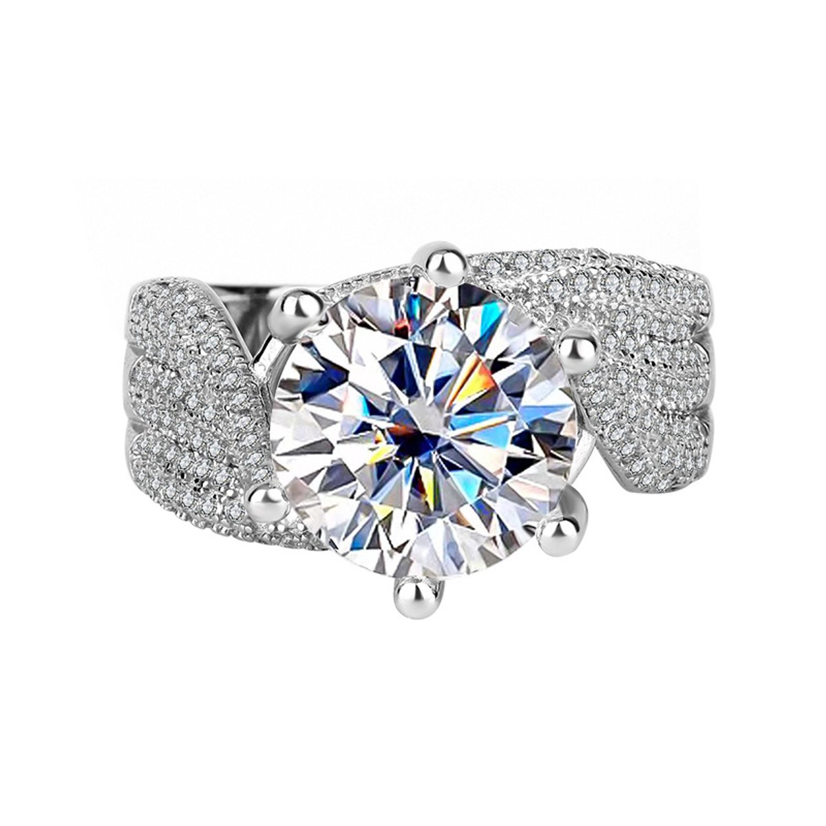 Titanix ring Dames – 5 Karaat Moissanite met GRA-Certificaat (Diamant Alternatief) - 925 Sterling Zilver, platinum verguld – Luxe Ring - 17.25 mm / maat 54