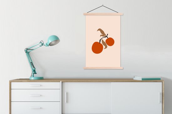 Porte-affiche avec affiche - Affiche scolaire - Été - Pommes - Rose - 60x90 cm - lattes vierges