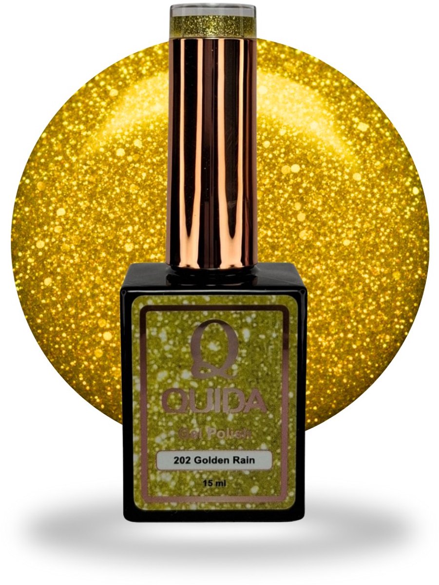 quida gelpolish #202 golden rain geelgouden glitter 15ml
