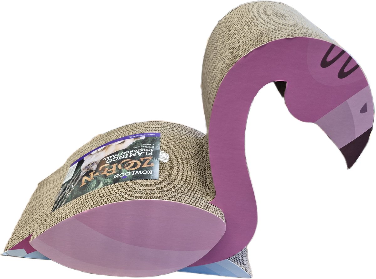 Kowloon krabkarton - kattenkrabspeelgoed - krabmeubel - flamingo - roze - 46 x 60 x 25 cm