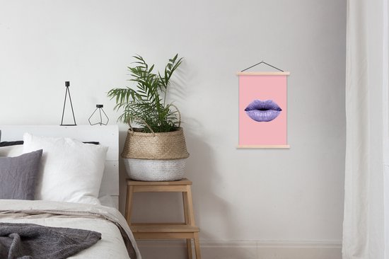 Support pour affiches avec affiche 40x60 cm - Affiche scolaire - Lèvres - Pastel - Rose - Affiche textile - Lattes vierges