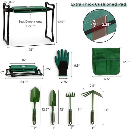 Stevige Tuinkneeler en Bench voor Tuinieren - Inclusief Extra Tuin Gereedschap en Handschoenen van Merkloos	 — afbeelding 4
