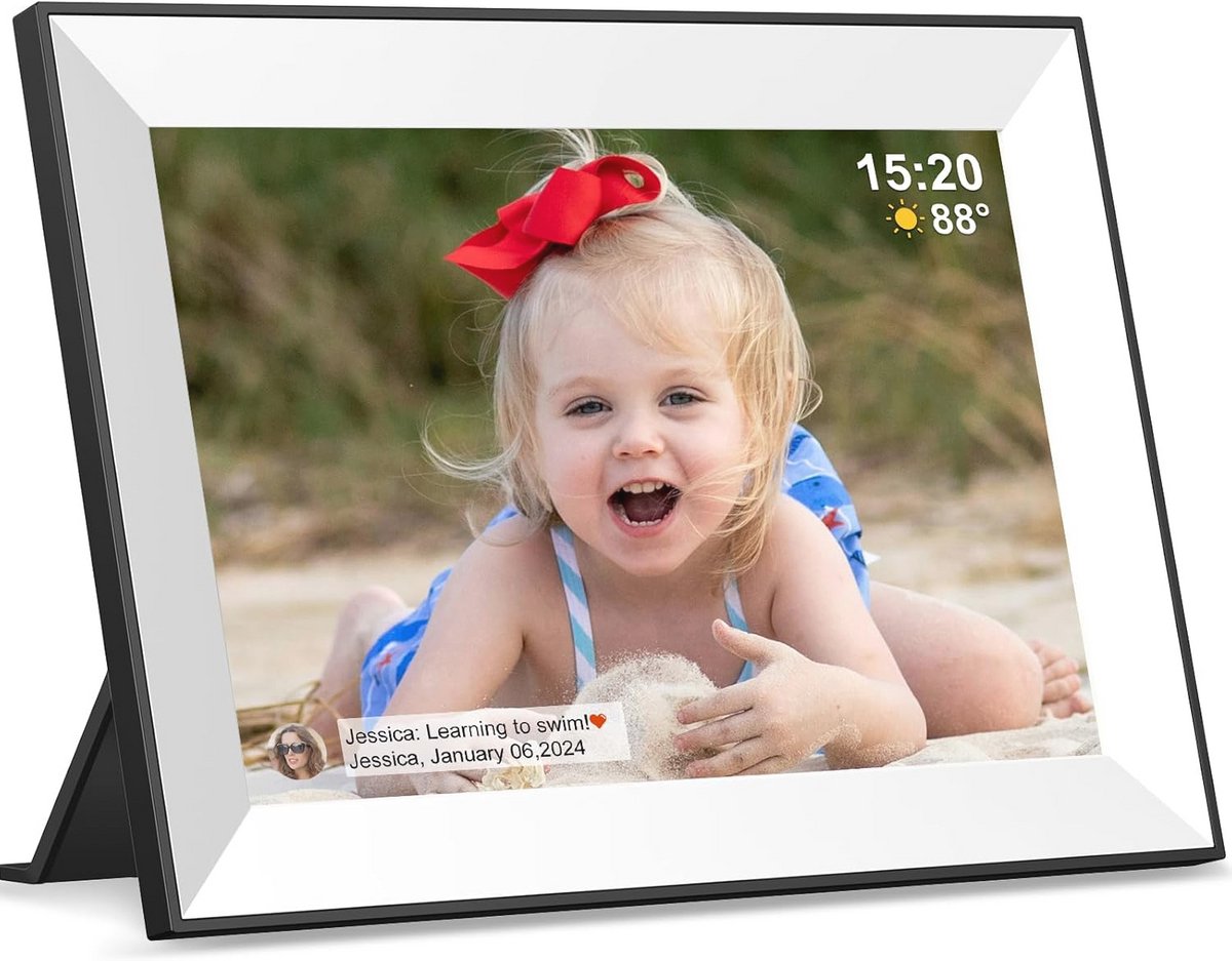Digitale fotolijst WiFi 10,1 inch met IPS touchscreen en 32 GB opslag