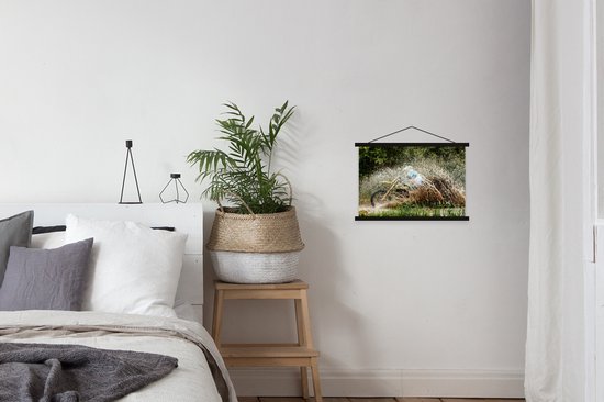 Porte-affiche avec affiche - Affiche scolaire - Dirt bike - Motocross - Water - 60x40 cm - Lattes noires