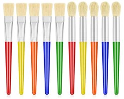 Gigicial Kinder Schilderkwasten Set - Verfkwasten Voor Kinderen - 10 Zachte Kwasten Voor Creatief Schilderen En Knutselen - 20 - Kunstprojecten+Meerkleurig