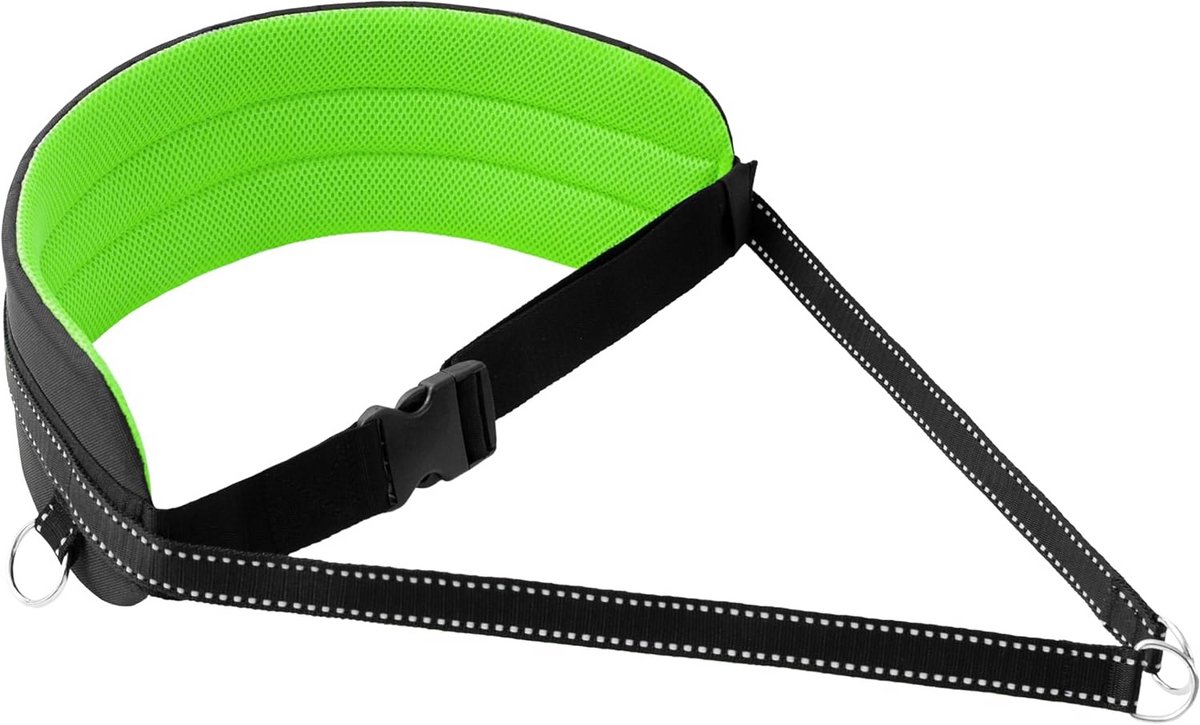 Ergonomische Buikriem voor Hondenrennen, Canicross en Hondensport | Zwart/Neongroen