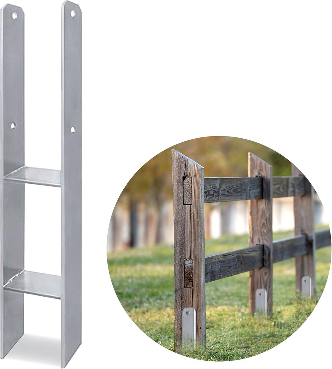 HD Paalhouder 800x121 mm Grondanker H-Profiel Staal Verzinkt voor Carport en Schutting