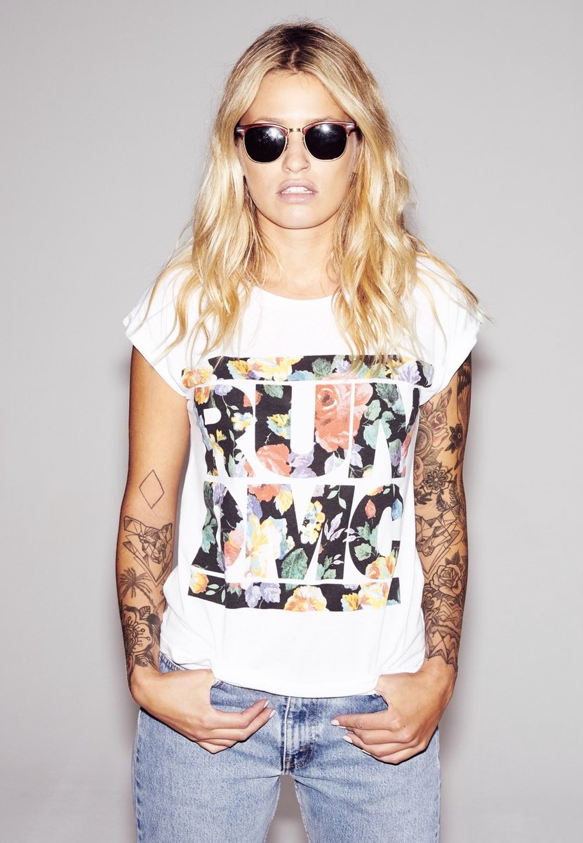 Mister Tee Run DMC Floral Dames T-shirt XS Wit