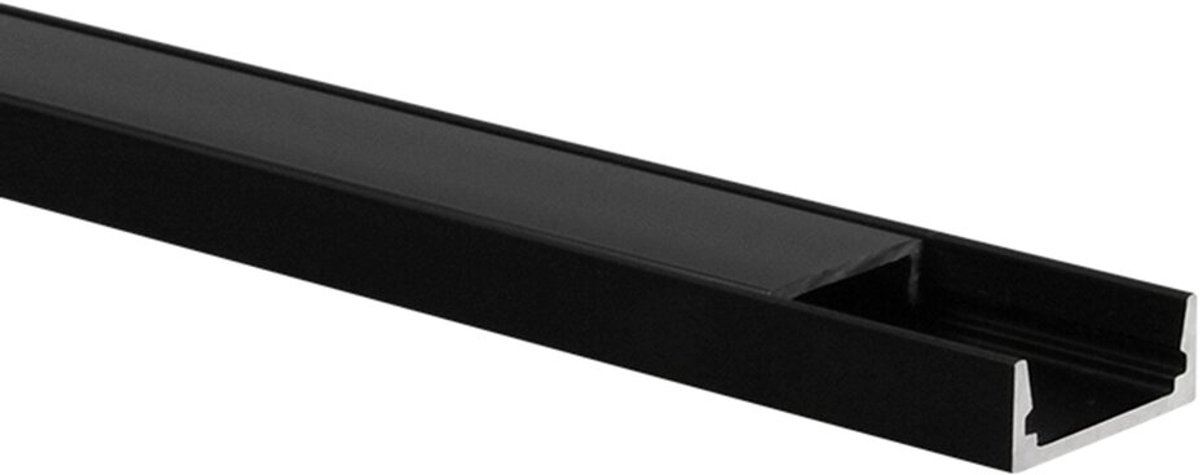 LED strip profiel Felita zwart (RAL 9005) extra laag 1m incl. zwarte afdekkap