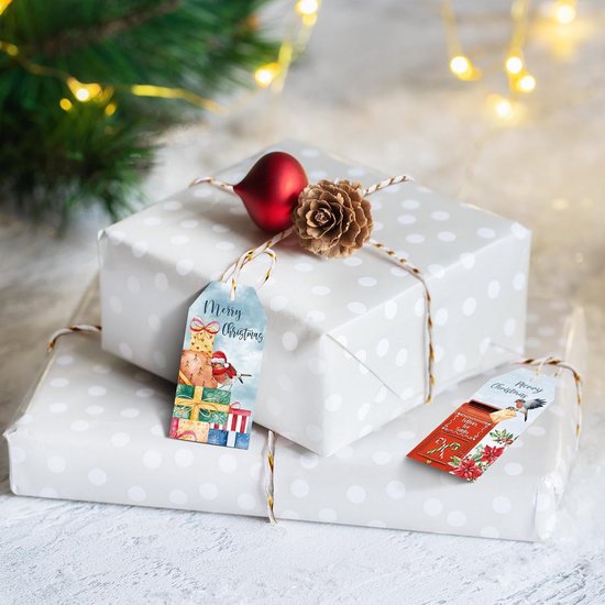 100 Stuks Kerstcadeaulabels - 25 Verschillende Stijlen Met Touw Voor Kerstversiering En Cadeauverpakking