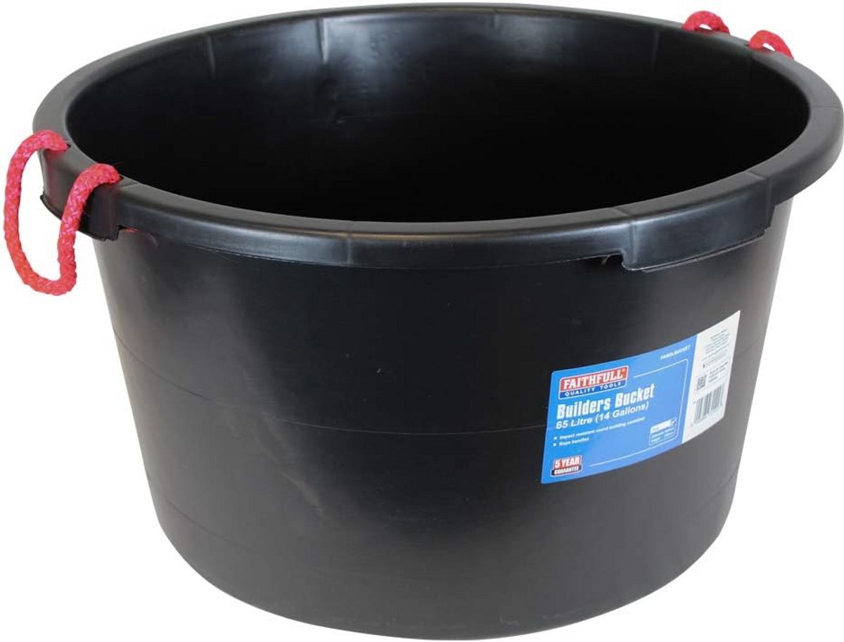 Stevige Bouwemmer Zwart 65 Liter - Mixen, Mengen en Bouwafval
